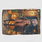 Trick or Treater, dappere Halloween kostuum meisje Golfhanddoek (Horizontaal)