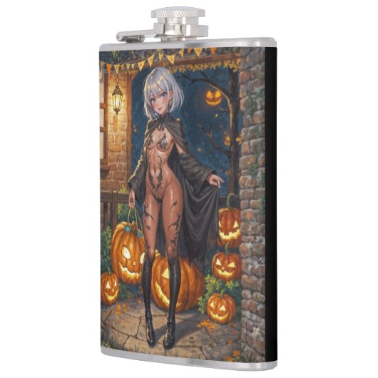 Trick or Treater, dappere Halloween kostuum meisje Heupfles (Links)