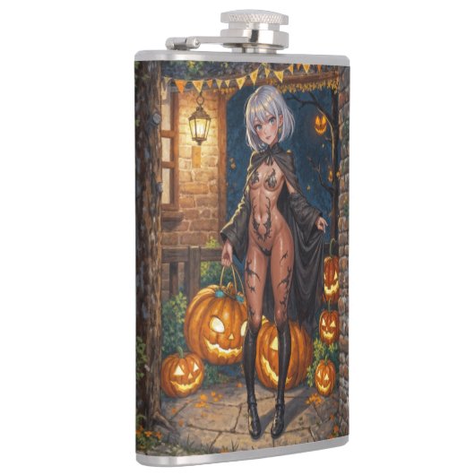 Trick or Treater, dappere Halloween kostuum meisje Heupfles (Rechts)