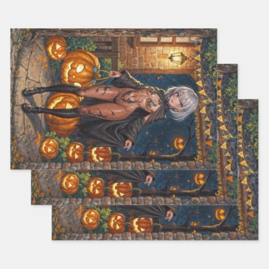 Trick or Treater, dappere Halloween kostuum meisje Inpakpapier Vel (Set)
