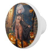 Trick or Treater, dappere Halloween kostuum meisje Keramische Knop (Rechts)