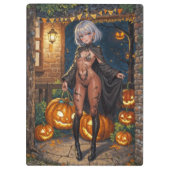 Trick or Treater, dappere Halloween kostuum meisje Klembord (Achterkant)