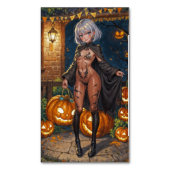 Trick or Treater, dappere Halloween kostuum meisje Magnetisch Visitekaartje (Voorkant Verticaal)