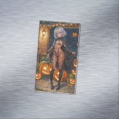 Trick or Treater, dappere Halloween kostuum meisje Magnetisch Visitekaartje (Voorbeeld)