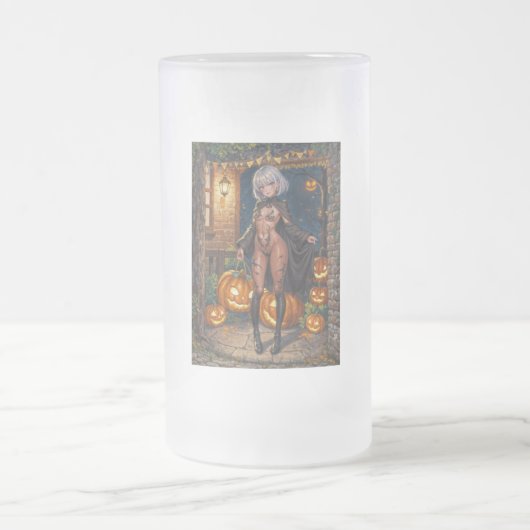 Trick or Treater, dappere Halloween kostuum meisje Matglas Bierpul (Center)