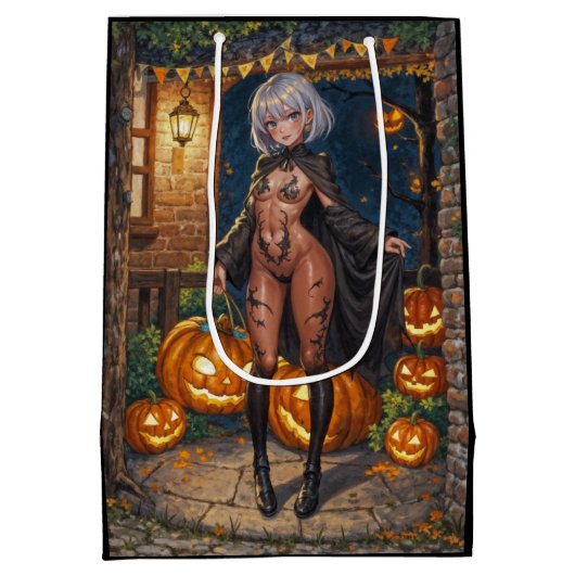 Trick or Treater, dappere Halloween kostuum meisje Medium Cadeauzakje (Achterkant)