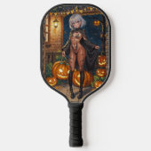 Trick or Treater, dappere Halloween kostuum meisje Pickleball Paddle (Voorkant)