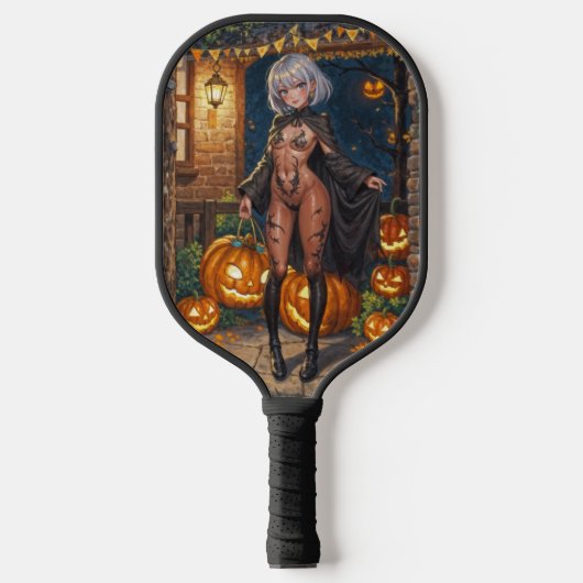 Trick or Treater, dappere Halloween kostuum meisje Pickleball Paddle (Voorkant)