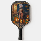 Trick or Treater, dappere Halloween kostuum meisje Pickleball Paddle (Achterkant)
