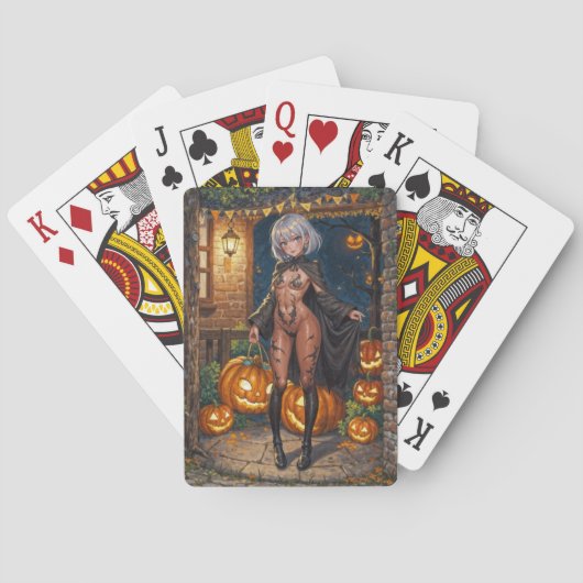 Trick or Treater, dappere Halloween kostuum meisje Pokerkaarten (Achterkant)