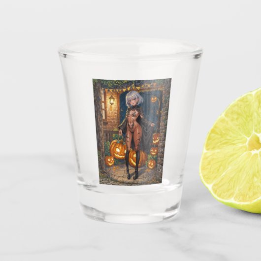 Trick or Treater, dappere Halloween kostuum meisje Shot Glas (Voorkant)