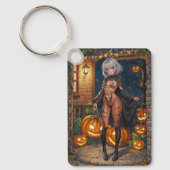 Trick or Treater, dappere Halloween kostuum meisje Sleutelhanger (Voorkant)