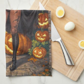 Trick or Treater, dappere Halloween kostuum meisje Theedoek (Quarter Fold)