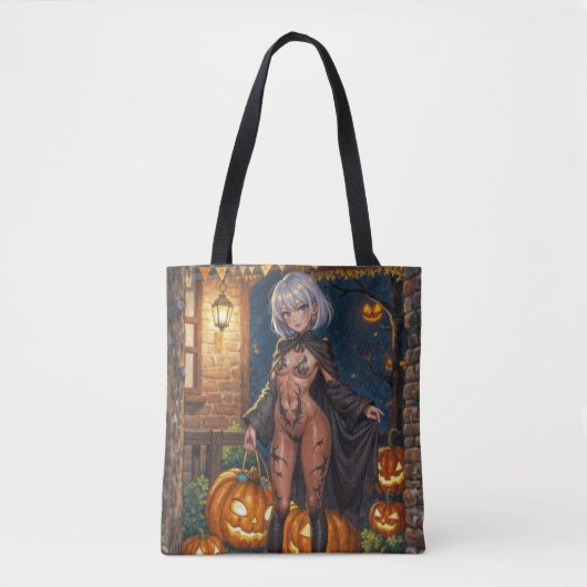 Trick or Treater, dappere Halloween kostuum meisje Tote Bag (Voorkant)