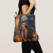 Trick or Treater, dappere Halloween kostuum meisje Tote Bag (Dichtbij)