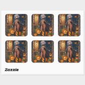 Trick or Treater, dappere Halloween kostuum meisje Vierkante Sticker (Vel)