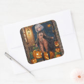 Trick or Treater, dappere Halloween kostuum meisje Vierkante Sticker (Envelop)