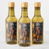 Trick or Treater, dappere Halloween kostuum meisje Wijn Etiket (Flessen)