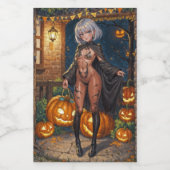 Trick or Treater, dappere Halloween kostuum meisje Wijn Etiket (Enkel label)