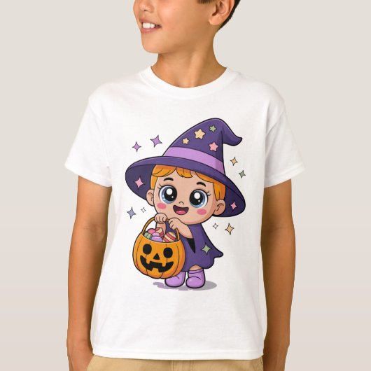 Trick-or-Treater Kids T-Shirt | Kawaii Halloween (Voorkant)