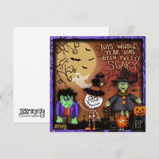 Trick or Treater Spooky Kinder Inspirivity Feestdagenkaart (Voorkant / Achterkant)