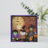 Trick or Treater Spooky Kinder Inspirivity Feestdagenkaart (Staand voorkant)
