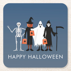 Trick or Treaters Halloween Kartonnen Onderzetters