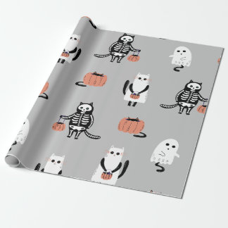 Trick-or-Treating Cats Halloween Wrapping Paper Cadeaupapier