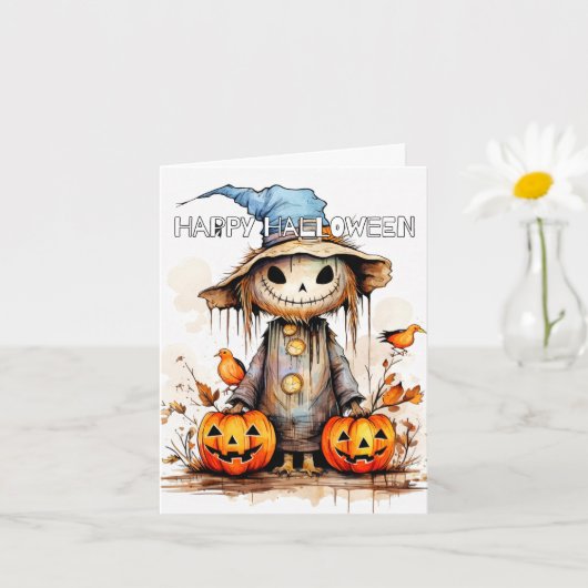 Trick Or Treating Gelukkig Halloween Vogelverschri Kaart (Kleine Plant)