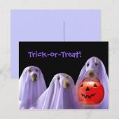 Trick-or-Treating Ghost Dogs Halloween Briefkaart (Voorkant / Achterkant)