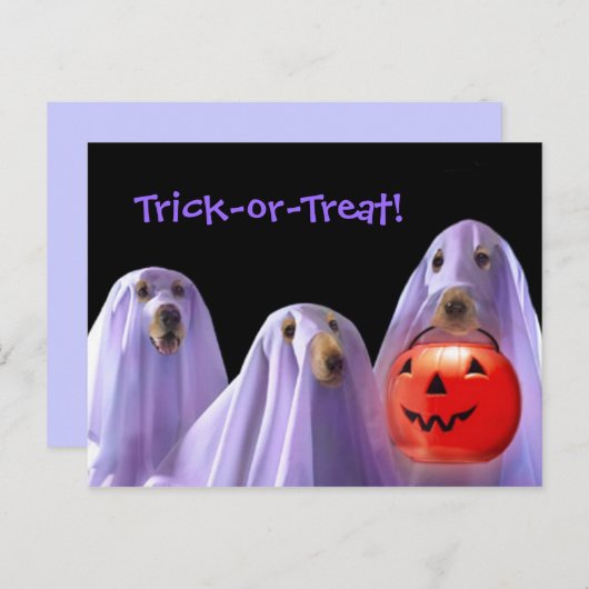 Trick-or-Treating Ghost Dogs Halloween Briefkaart (Voorkant / Achterkant)