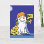 Trick-or-Treating Ghost - Halloween Kaart (Voorkant)