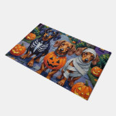 Trick-or-Treating honden tijdens Halloween Deurmat (Schuin)