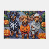 Trick-or-Treating honden tijdens Halloween Deurmat (Voorkant)