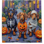Trick-or-Treating honden tijdens Halloween Douchegordijn (Voorkant)