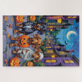 Trick-or-Treating honden tijdens Halloween Legpuzzel (Horizontaal)