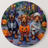 Trick-or-Treating honden tijdens Halloween Ronde Button 6,0 Cm (Voorkant)