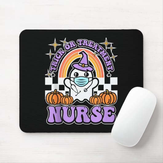 Trick Or Treatment Cute Halloween Ghost Nurse Nigh Muismat (Met muis)