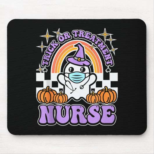 Trick Or Treatment Cute Halloween Ghost Nurse Nigh Muismat (Voorkant)
