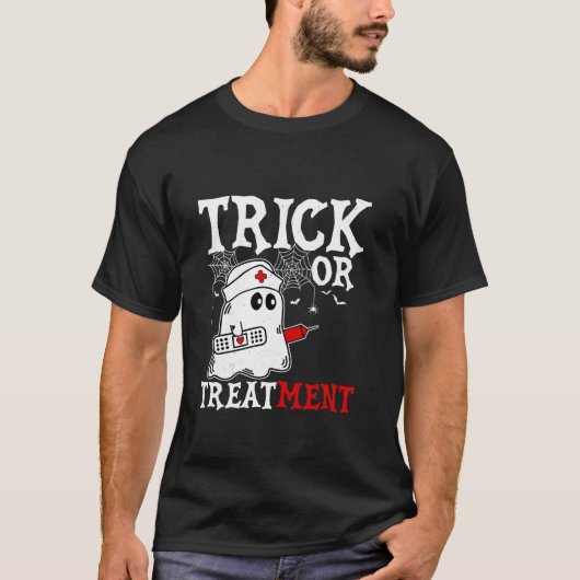 Trick or Treatment Nurse Halloween Ghost Costume N T-shirt (Voorkant)