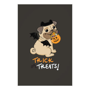 Trick or Treats Pug Kostuum Foto Afdruk