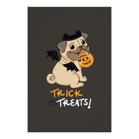 Trick or Treats Pug Kostuum Foto Afdruk (Voorkant)