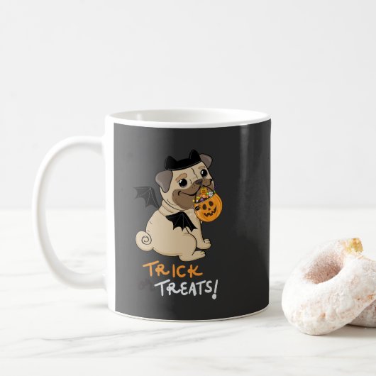 Trick or Treats Pug Kostuum Koffiemok (Met donut)