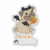 Trick or Treats Pug Kostuum Sticker (Voorkant)