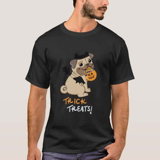Trick or Treats Pug Kostuum T-shirt (Voorkant)