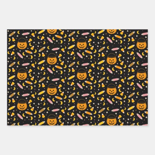 Trick or Treats Spooky Seizoen Retro Halloween Inpakpapier Vel (Voorkant)