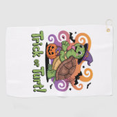 Trick or Turt Funny Turtle Halloween Golfhanddoek (Horizontaal)