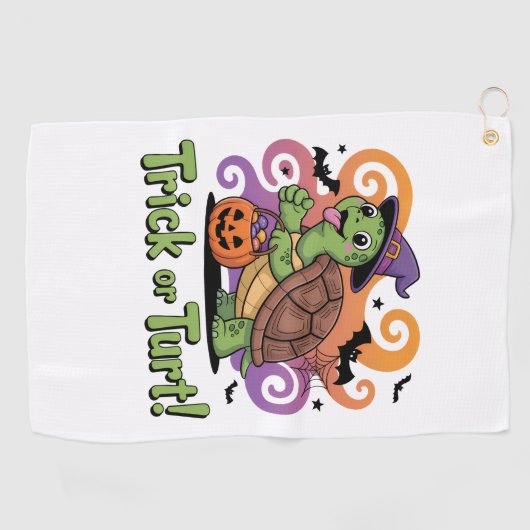 Trick or Turt Funny Turtle Halloween Golfhanddoek (Horizontaal)