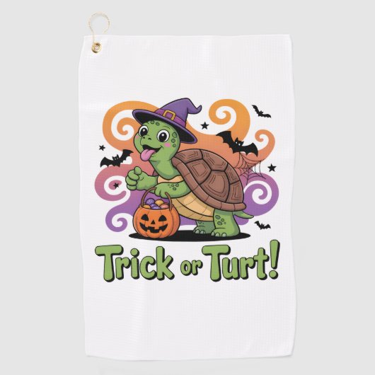 Trick or Turt Funny Turtle Halloween Golfhanddoek (Voorkant)