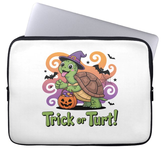 Trick or Turt Funny Turtle Halloween Laptop Sleeve (Voorkant)